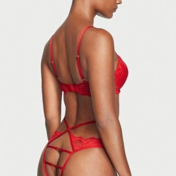 New! Victorias Secret Very Sexy Red Fishnet Open Back Brazilian Panties 16166 - Picture 3 of 12